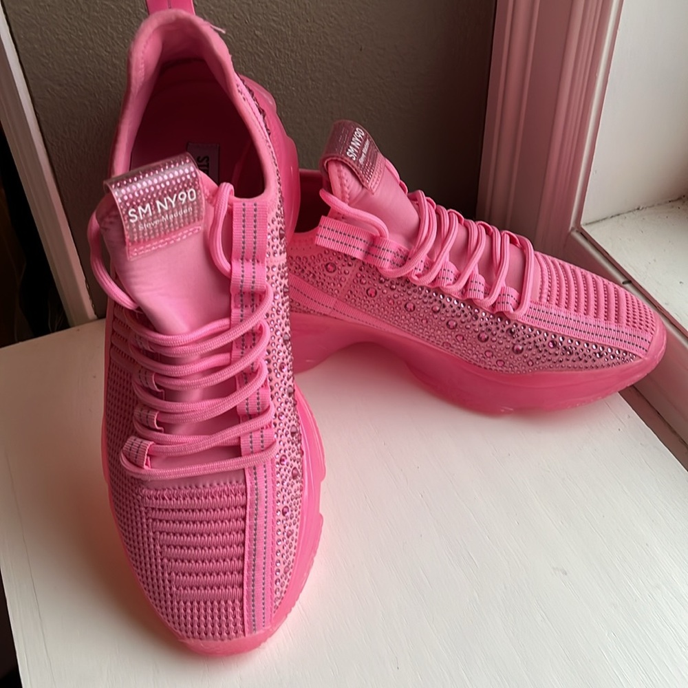 Fabulous hot pink rhinestone Steve Madden Maxima sneakers